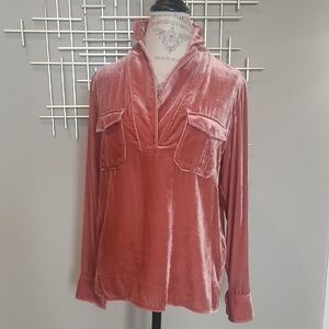 NWT J.Crew Velour V Neck Collar Top Medium